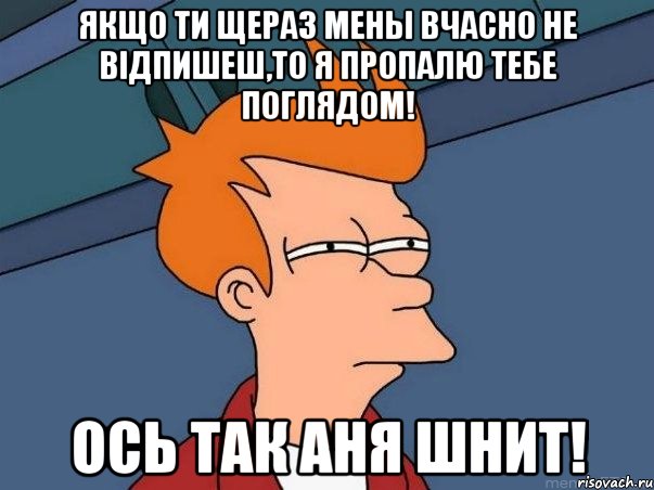 Якщо ти щераз мены вчасно не відпишеш,то я пропалю тебе поглядом! Ось так Аня Шнит!, Мем  Фрай (мне кажется или)