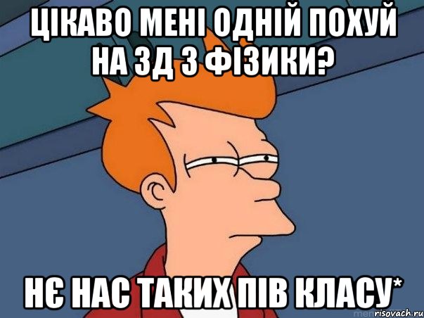 цікаво мені одній похуй на зд з фізики? нє нас таких пів класу*, Мем  Фрай (мне кажется или)