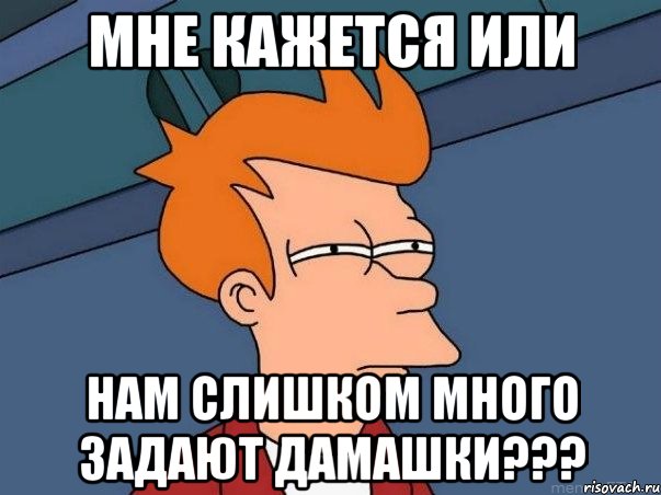 МНЕ КАЖЕТСЯ ИЛИ НАМ СЛИШКОМ МНОГО ЗАДАЮТ ДАМАШКИ???, Мем  Фрай (мне кажется или)