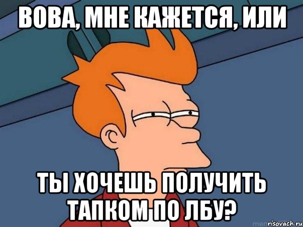 Вова, мне кажется, или ты хочешь получить тапком по лбу?, Мем  Фрай (мне кажется или)