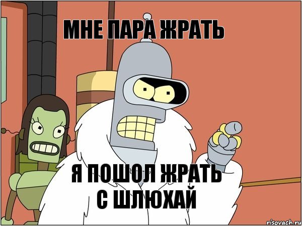 мне пара жрать я пошол жрать с шлюхай, Мем Бендер