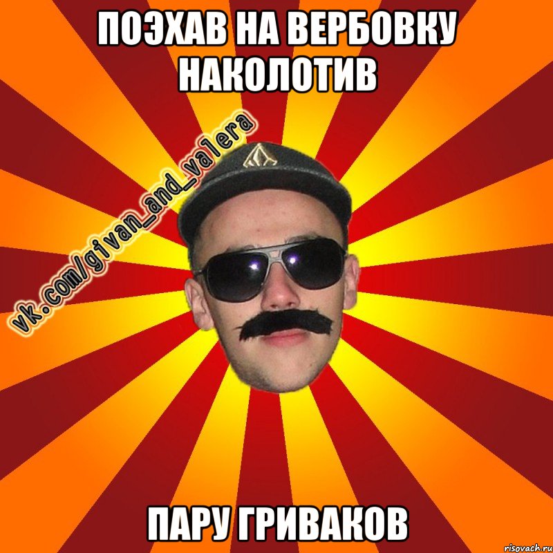 ПОЭХАВ НА ВЕРБОВКУ НАКОЛОТИВ ПАРУ ГРИВАКОВ