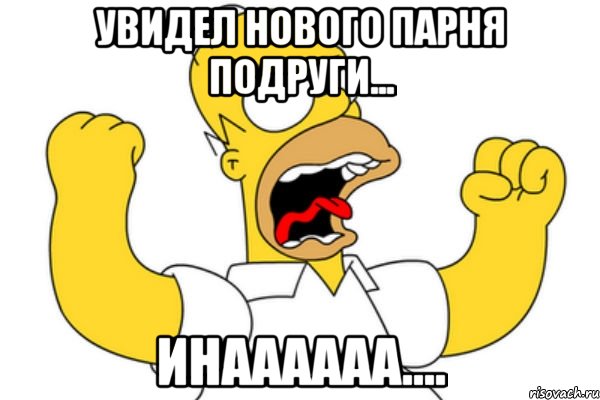 Увидел нового парня подруги... Инаааааа...., Мем Разъяренный Гомер