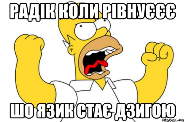 Радік коли рівнуєєє шо язик стає дзигою, Мем Разъяренный Гомер