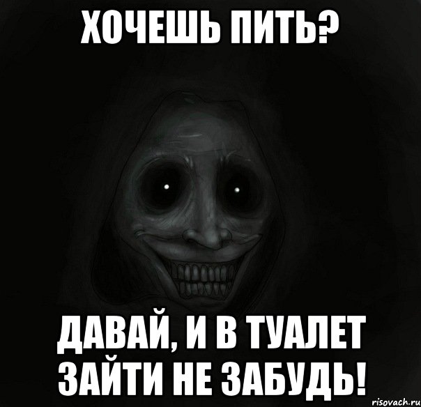 хочешь пить? давай, и в туалет зайти не забудь!, Мем Ночной гость