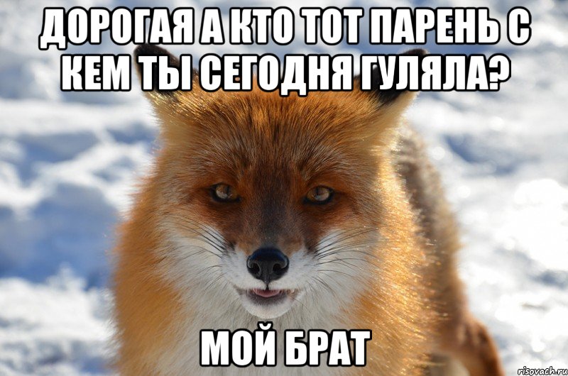 Дорогая а кто тот парень с кем ты сегодня гуляла? мой брат
