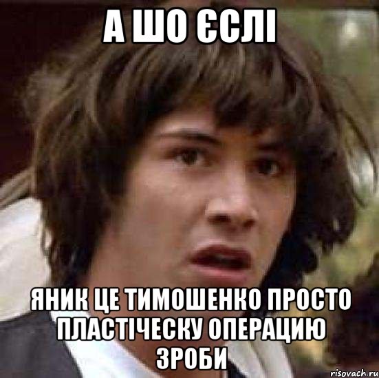 А шо єслі яник це тимошенко просто пластіческу операцию зроби, Мем А что если (Киану Ривз)