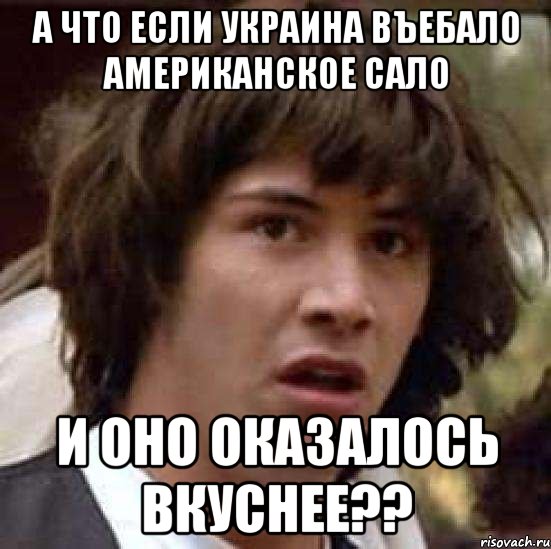 а что если украина въебало американское сало и оно оказалось вкуснее??, Мем А что если (Киану Ривз)