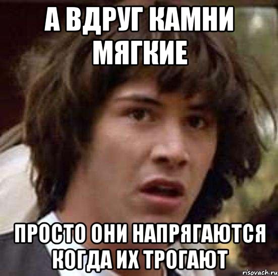 а вдруг камни мягкие просто они напрягаются когда их трогают, Мем А что если (Киану Ривз)