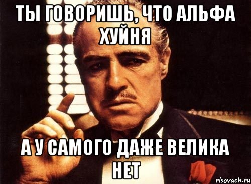 ты говоришь, что АЛЬФА хуйня а у самого даже велика нет, Мем крестный отец