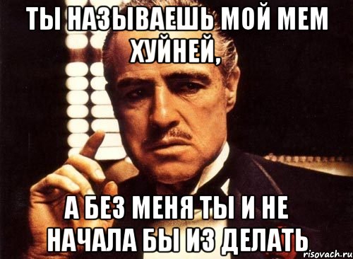 ты называешь мой мем хуйней, а без меня ты и не начала бы из делать, Мем крестный отец