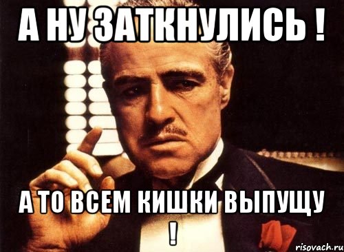 а ну заткнулись ! а то всем кишки выпущу !, Мем крестный отец