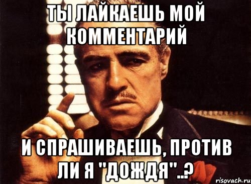 ты лайкаешь мой комментарий и спрашиваешь, против ли я "Дождя"..?, Мем крестный отец