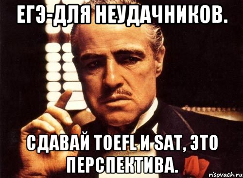 ЕГЭ-для неудачников. Сдавай TOEFL и SAT, это перспектива., Мем крестный отец