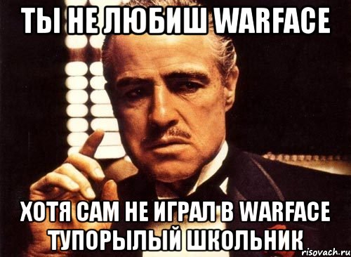 ты не любиш Warface хотя сам не играл в Warface тупорылый школьник, Мем крестный отец