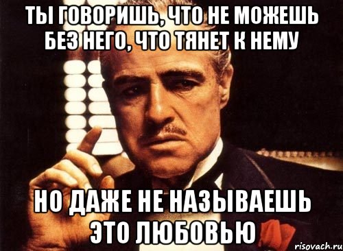 Ты говоришь, что не можешь без него, что тянет к нему но даже не называешь это любовью, Мем крестный отец