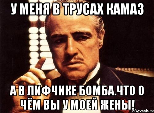 У меня в трусах КАМАЗ А в лифчике бомба.что о чём вы у моей жены!, Мем крестный отец