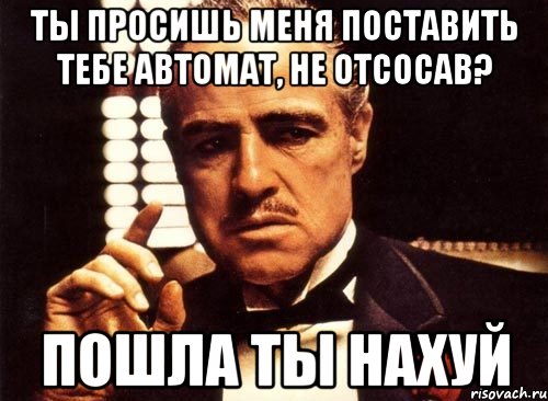 ты просишь меня поставить тебе автомат, не отсосав? пошла ты нахуй, Мем крестный отец