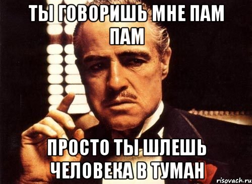 ТЫ ГОВОРИШЬ МНЕ ПАМ ПАМ ПРОСТО ТЫ ШЛЕШЬ ЧЕЛОВЕКА В ТУМАН, Мем крестный отец