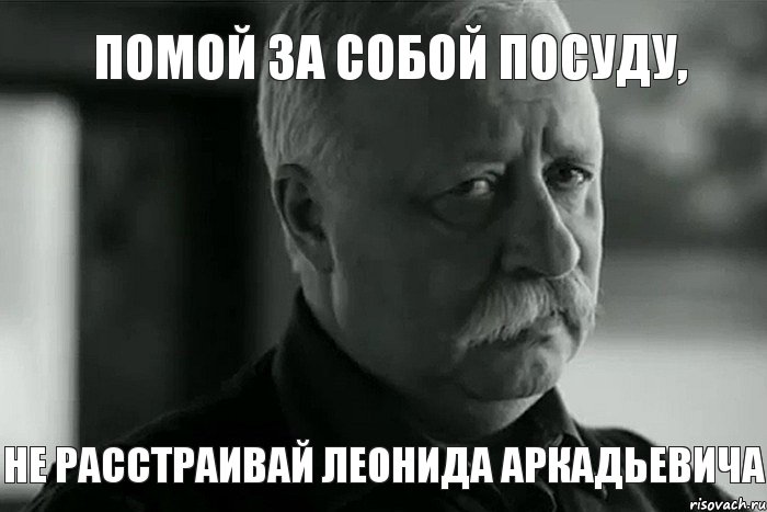 ПОМОЙ ЗА СОБОЙ ПОСУДУ, НЕ РАССТРАИВАЙ ЛЕОНИДА АРКАДЬЕВИЧА, Мем Не расстраивай Леонида Аркадьевича