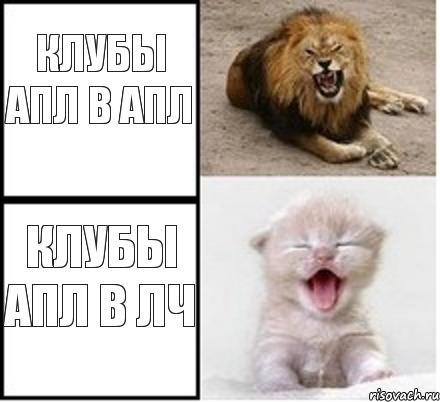 Клубы АПЛ в АПЛ Клубы Апл в ЛЧ, Комикс Лев и котенок