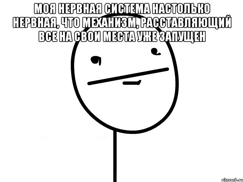 Моя нервная система настолько нервная, что механизм, расставляющий все на свои места уже запущен 