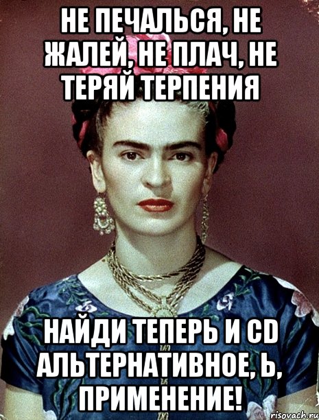 Не печалься, не жалей, не плач, не теряй терпения Найди теперь и CD альтернативное, Ь, применение!, Мем Magdalena Carmen Frieda Kahlo Ca