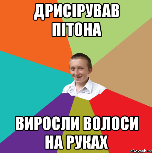 Дрисірував пітона виросли волоси на руках, Мем  малый паца