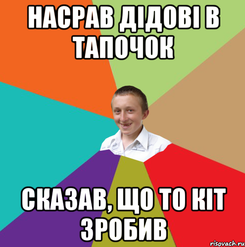 Насрав дідові в тапочок Сказав, що то кіт зробив, Мем  малый паца