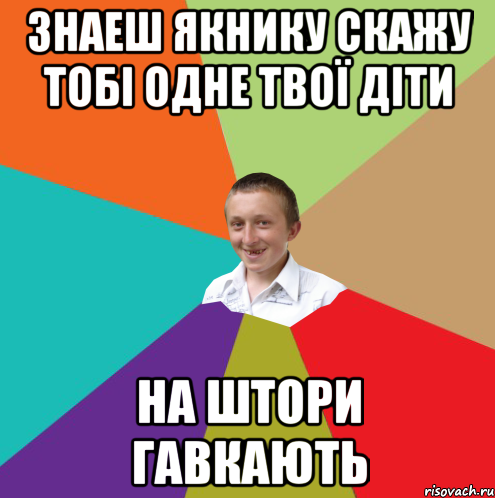 знаеш якнику скажу тобі одне твої діти на штори гавкають, Мем  малый паца