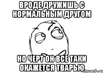 вроде дружишь с нормальным другом но черт он все таки окажется тварью, Мем Мне кажется или