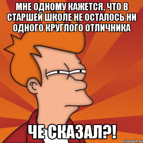 Мне одному кажется, что в старшей школе не осталось ни одного круглого отличника Че сказал?!, Мем Мне кажется или (Фрай Футурама)