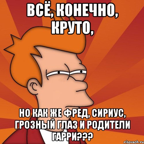 Всё, конечно, круто, но как же Фред, Сириус, Грозный Глаз и родители Гарри???, Мем Мне кажется или (Фрай Футурама)
