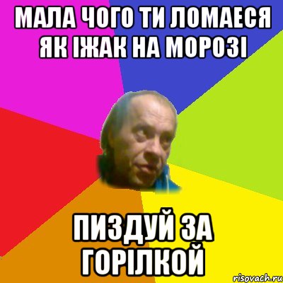 Мала чого ти ломаеся як iжак на морозi Пиздуй за горiлкой