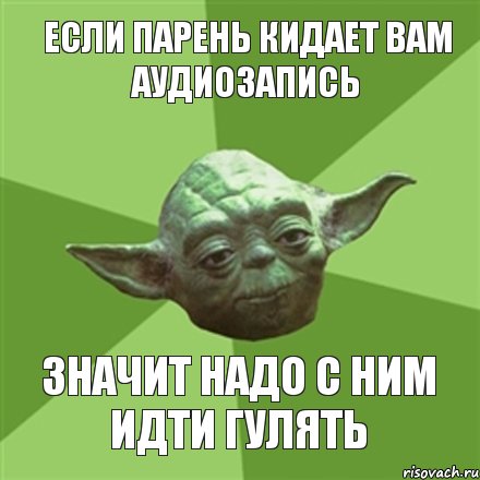 Если парень кидает вам аудиозапись значит надо с ним идти гулять, Мем Мастер Йода
