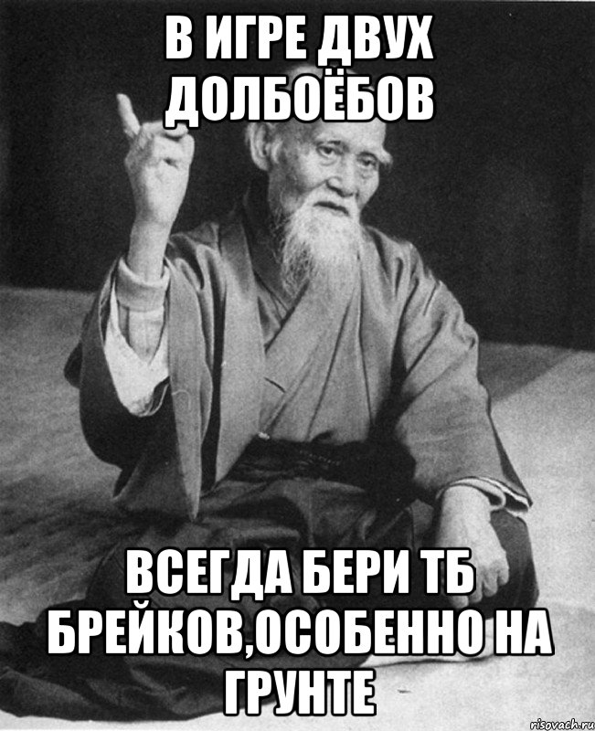 В игре двух долбоёбов всегда бери ТБ брейков,особенно на грунте, Мем Монах-мудрец (сэнсей)