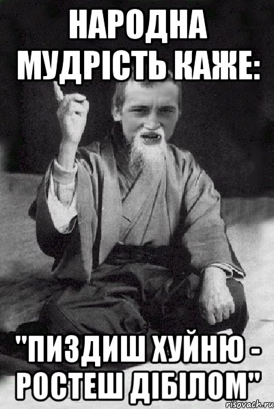 Народна мудрість каже: ''Пиздиш хуйню - ростеш дібілом'', Мем Мудрий паца