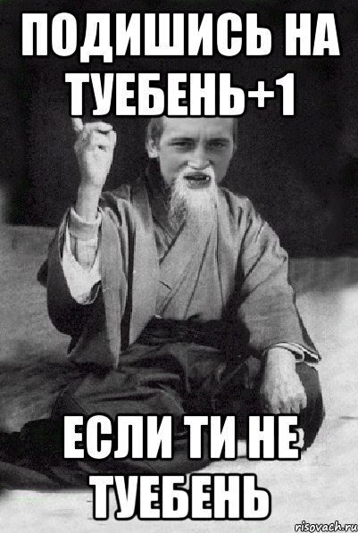 Подишись на туебень+1 Если ти не туебень, Мем Мудрий паца