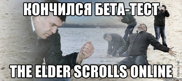 Кончился бета-тест The Elder scrolls online, Мем Мужик сыпет песок на пляже