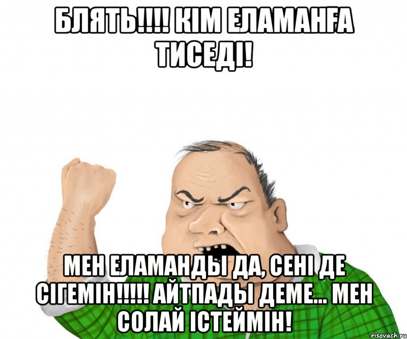 БляТЬ!!!! КІМ Еламанға тиседі! МЕН Еламанды да, сені де сігемін!!!!! Айтпады деме... Мен солай істеймін!, Мем мужик
