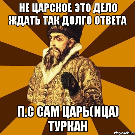 Не царское это дело ждать так долго ответа П.С сам царь(ица) Туркан, Мем Не царское это дело