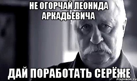 НЕ ОГОРЧАЙ ЛЕОНИДА АРКАДЬЕВИЧА ДАЙ ПОРАБОТАТЬ СЕРЁЖЕ, Мем Не огорчай Леонида Аркадьевича