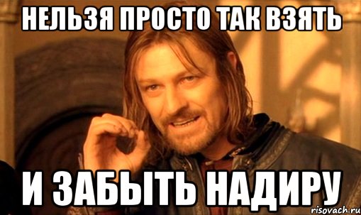 нельзя просто так взять и забыть надиру, Мем Нельзя просто так взять и (Боромир мем)