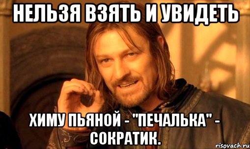 НЕЛЬЗЯ ВЗЯТЬ И УВИДЕТЬ ХИМУ ПЬЯНОЙ - "Печалька" - Сократик., Мем Нельзя просто так взять и (Боромир мем)