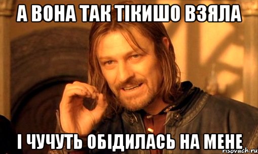 а вона так тікишо взяла і чучуть обідилась на мене, Мем Нельзя просто так взять и (Боромир мем)