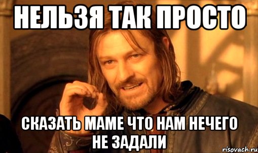 Нельзя так просто Сказать маме что нам нечего не задали, Мем Нельзя просто так взять и (Боромир мем)