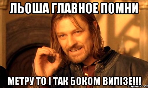 Льоша главное помни метру то і так боком вилізе!!!, Мем Нельзя просто так взять и (Боромир мем)