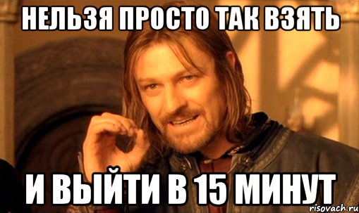 Нельзя просто так взять и выйти в 15 минут, Мем Нельзя просто так взять и (Боромир мем)