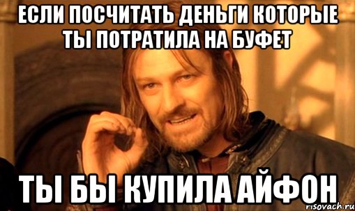 если посчитать деньги которые ты потратила на буфет ты бы купила айфон, Мем Нельзя просто так взять и (Боромир мем)