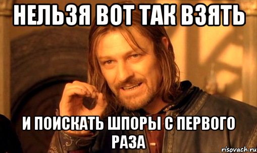 Нельзя вот так взять И поискать шпоры с первого раза, Мем Нельзя просто так взять и (Боромир мем)